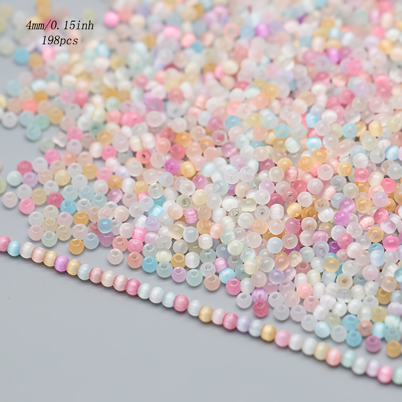 198pcs Mixed Color Glass Cat Eye Beads for Jewellery Making
